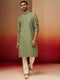 Men's Green Digital Print Kurta with Pyjama